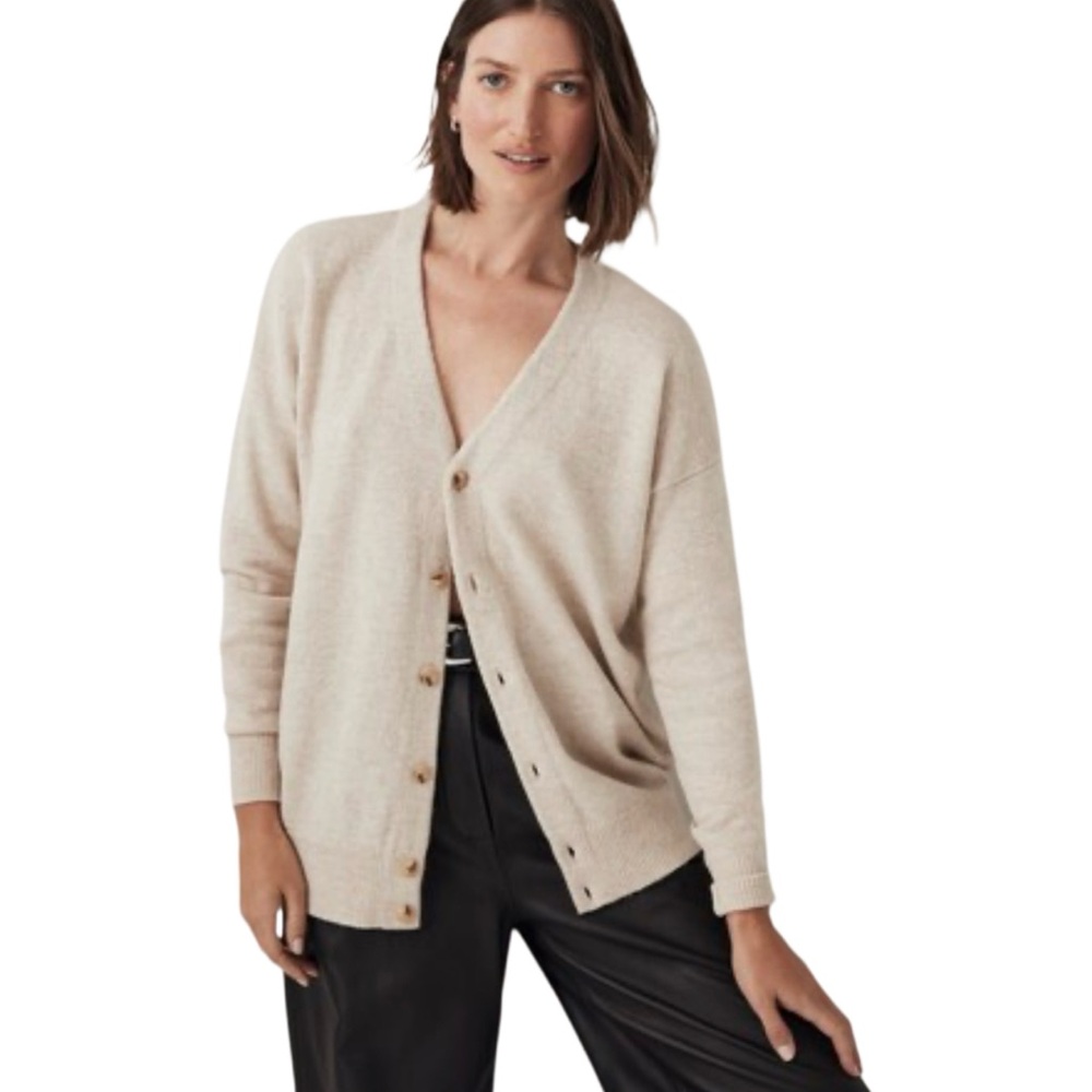 Madewell V-Neck Relaxed Cardigan in Heather Neutral Size XXS Oversized